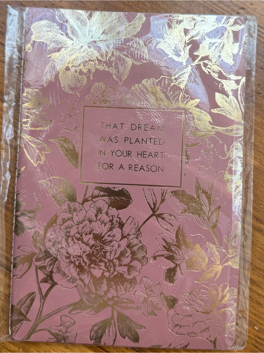 Pink Floral Gold-Accent Journal – Inspirational Quote Cover